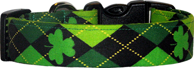 Argyle Shamrocks Handmade Dog Collar